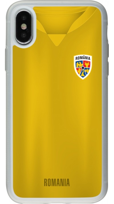 Coque iPhone X / Xs - Silicone rigide transparent Maillot de football Roumanie