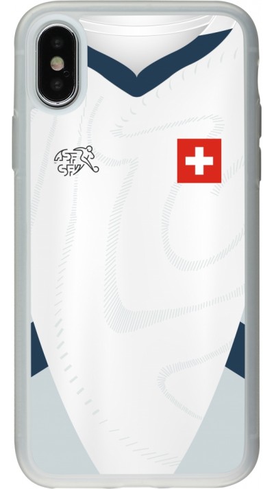 Coque iPhone X / Xs - Silicone rigide transparent Maillot de football Suisse Extérieur personnalisable