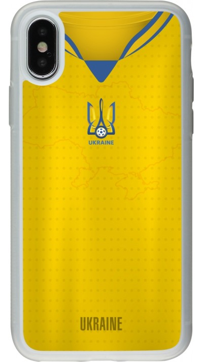 Coque iPhone X / Xs - Silicone rigide transparent Maillot de football Ukraine