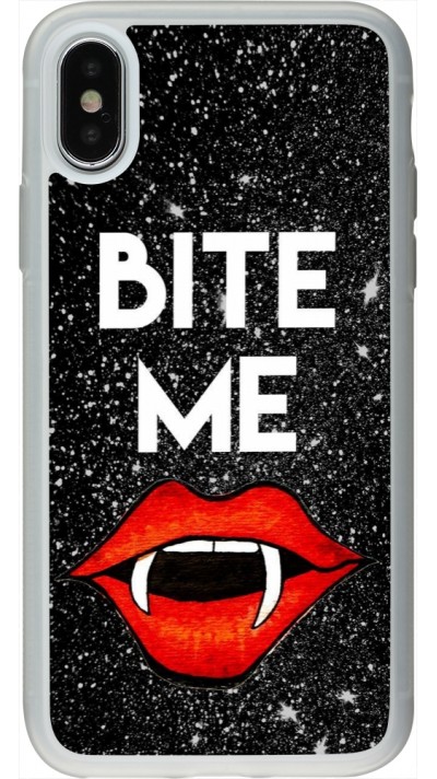 iPhone X / Xs Case Hülle - Silikon transparent Halloween 2024 bite me