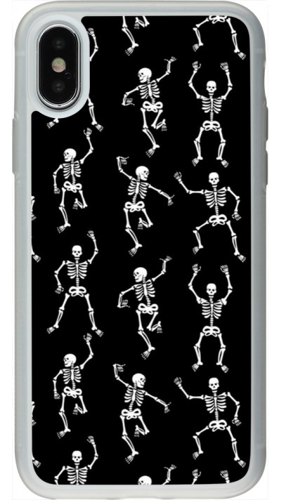 iPhone X / Xs Case Hülle - Silikon transparent Halloween 2024 dancing skeleton