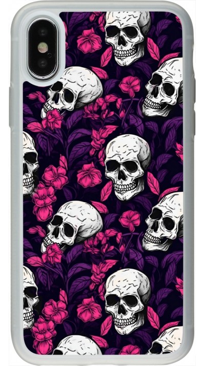 iPhone X / Xs Case Hülle - Silikon transparent Halloween 2024 romantic skulls