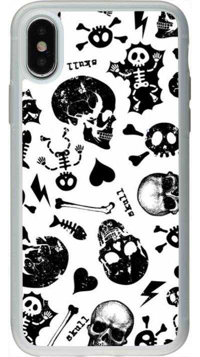 iPhone X / Xs Case Hülle - Silikon transparent Halloween 2024 skeleton mix