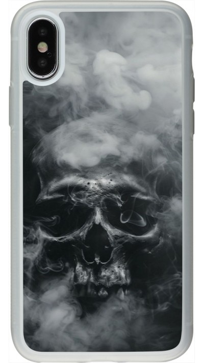 iPhone X / Xs Case Hülle - Silikon transparent Halloween 2024 smoky skull