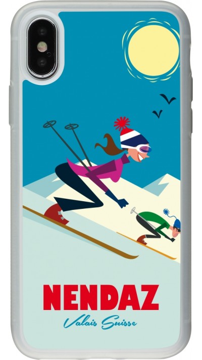 Coque iPhone X / Xs - Silicone rigide transparent Nendaz Ski Downhill
