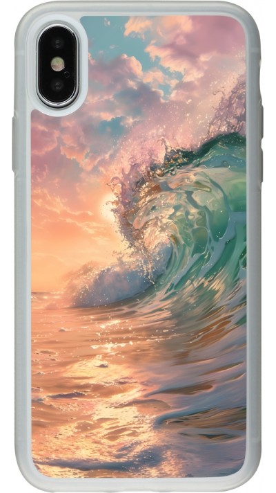 Coque iPhone X / Xs - Silicone rigide transparent Wave Sunset