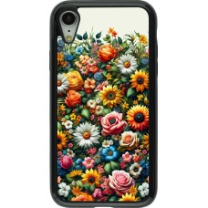 iPhone XR Case Hülle - Hybrid Armor schwarz Sommer Blumenmuster