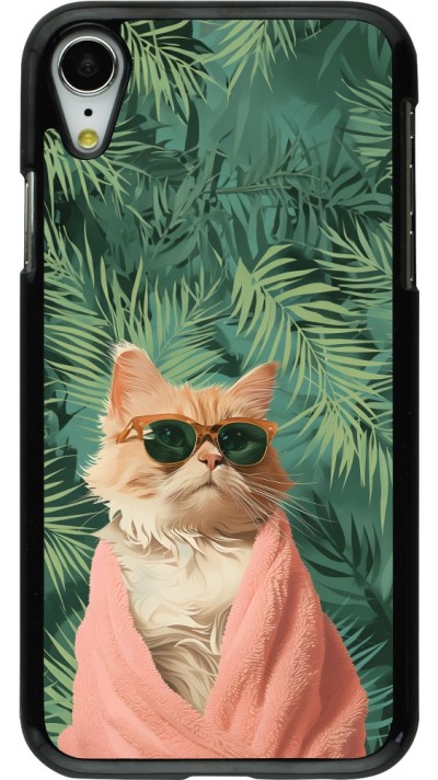 iPhone XR Case Hülle - Cat Summer Palms