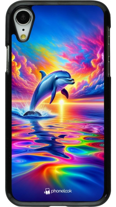 iPhone XR Case Hülle - Glücklicher Regenbogen-Delfin