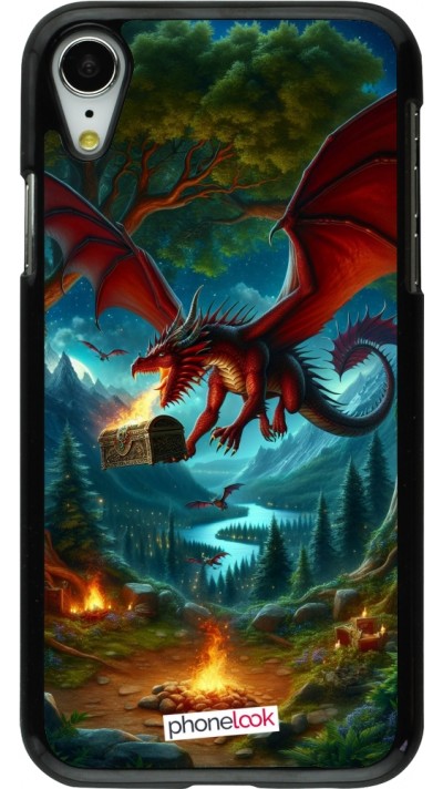 iPhone XR Case Hülle - Drache Fliegend Wald Schatz