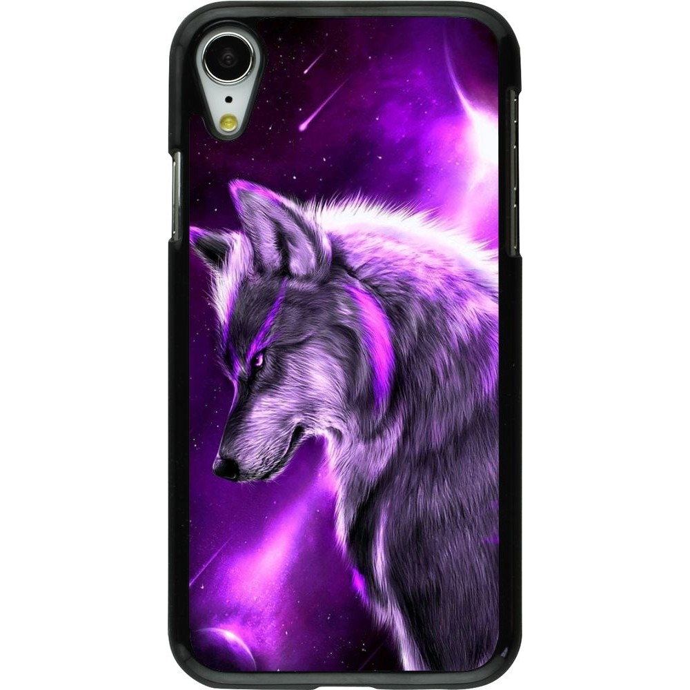 Hülle iPhone XR - Purple Sky Wolf