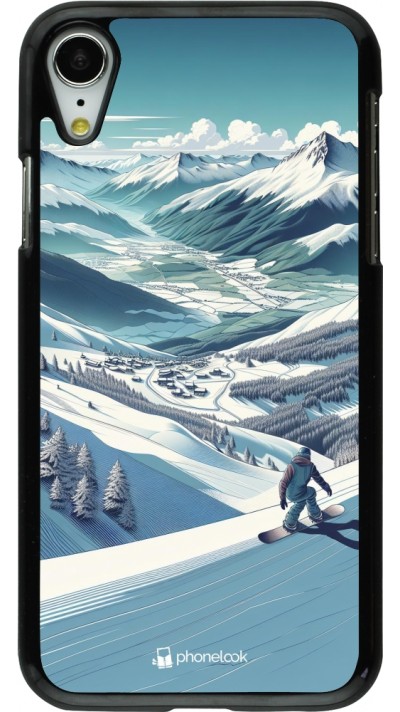 iPhone XR Case Hülle - Snowboarder Berg