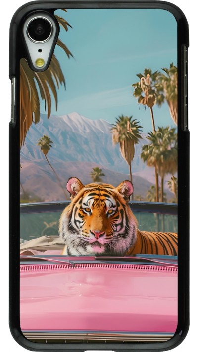 Coque iPhone XR - Tigre voiture rose