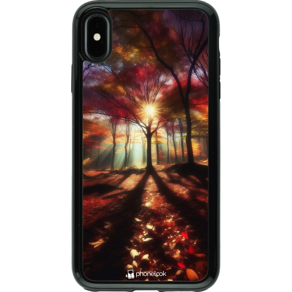 iPhone Xs Max Case Hülle - Hybrid Armor schwarz Herbstlicher goldener Glanz