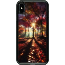 iPhone Xs Max Case Hülle - Hybrid Armor schwarz Herbstlicher goldener Glanz