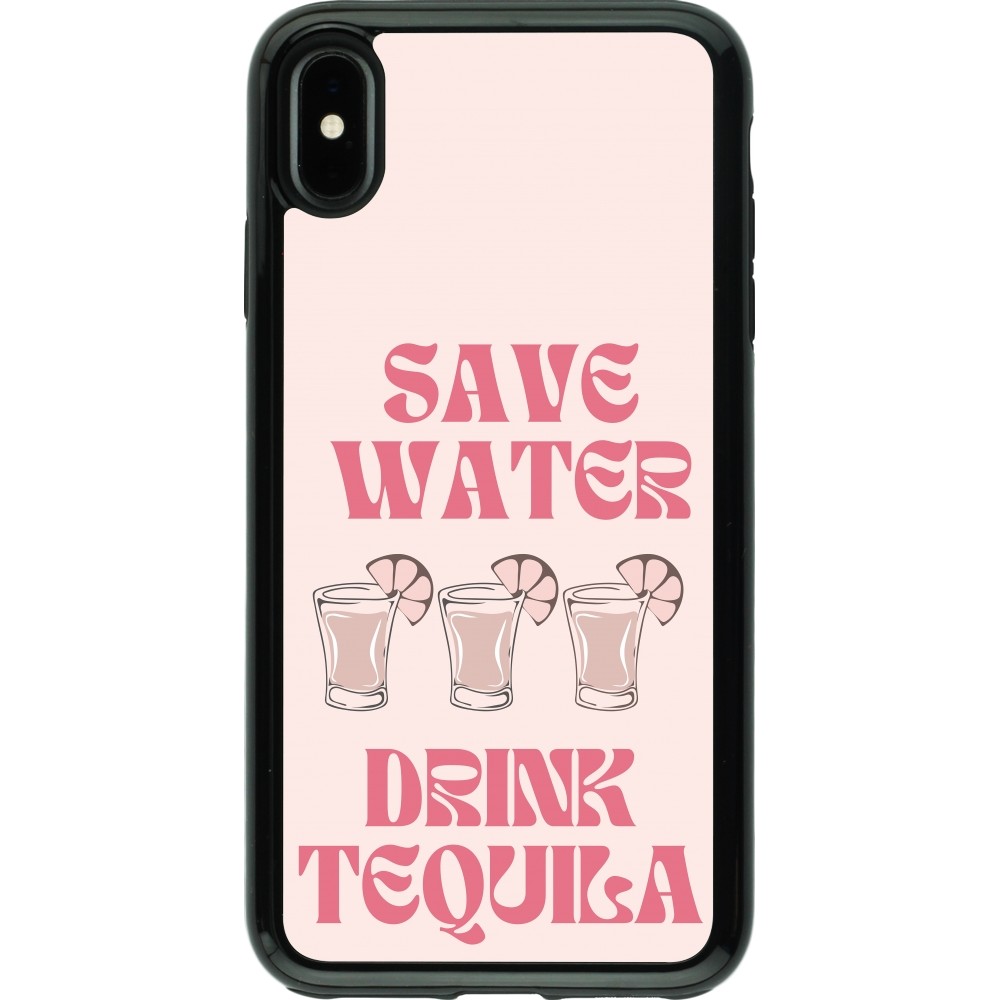 iPhone Xs Max Case Hülle - Hybrid Armor schwarz Cocktail Save Water Drink Tequila