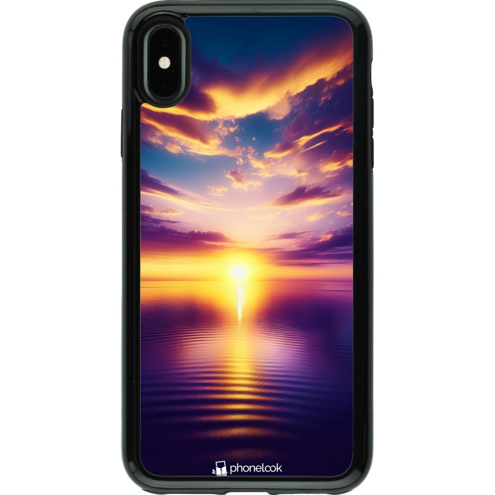 iPhone Xs Max Case Hülle - Hybrid Armor schwarz Sonnenuntergang gelb violett