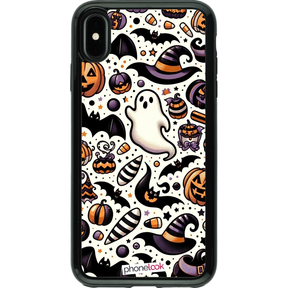 iPhone Xs Max Case Hülle - Hybrid Armor schwarz Halloween 2024 Niedliches Muster