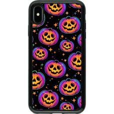 iPhone Xs Max Case Hülle - Hybrid Armor schwarz Halloween 2024 rainbow pumpkins