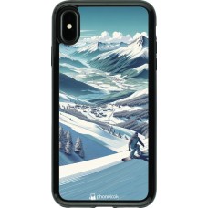 iPhone Xs Max Case Hülle - Hybrid Armor schwarz Snowboarder Berg