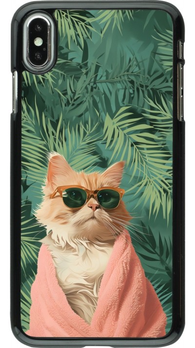 iPhone Xs Max Case Hülle - Cat Summer Palms