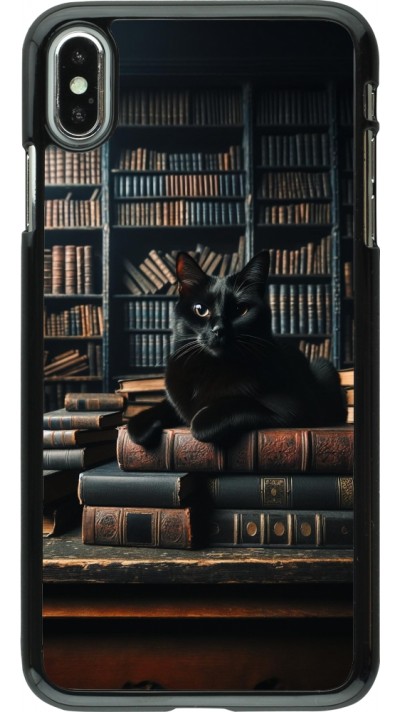 iPhone Xs Max Case Hülle - Katze Bücher dunkel