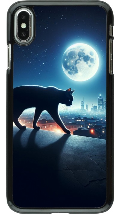 iPhone Xs Max Case Hülle - Schwarze Katze unter dem Vollmond