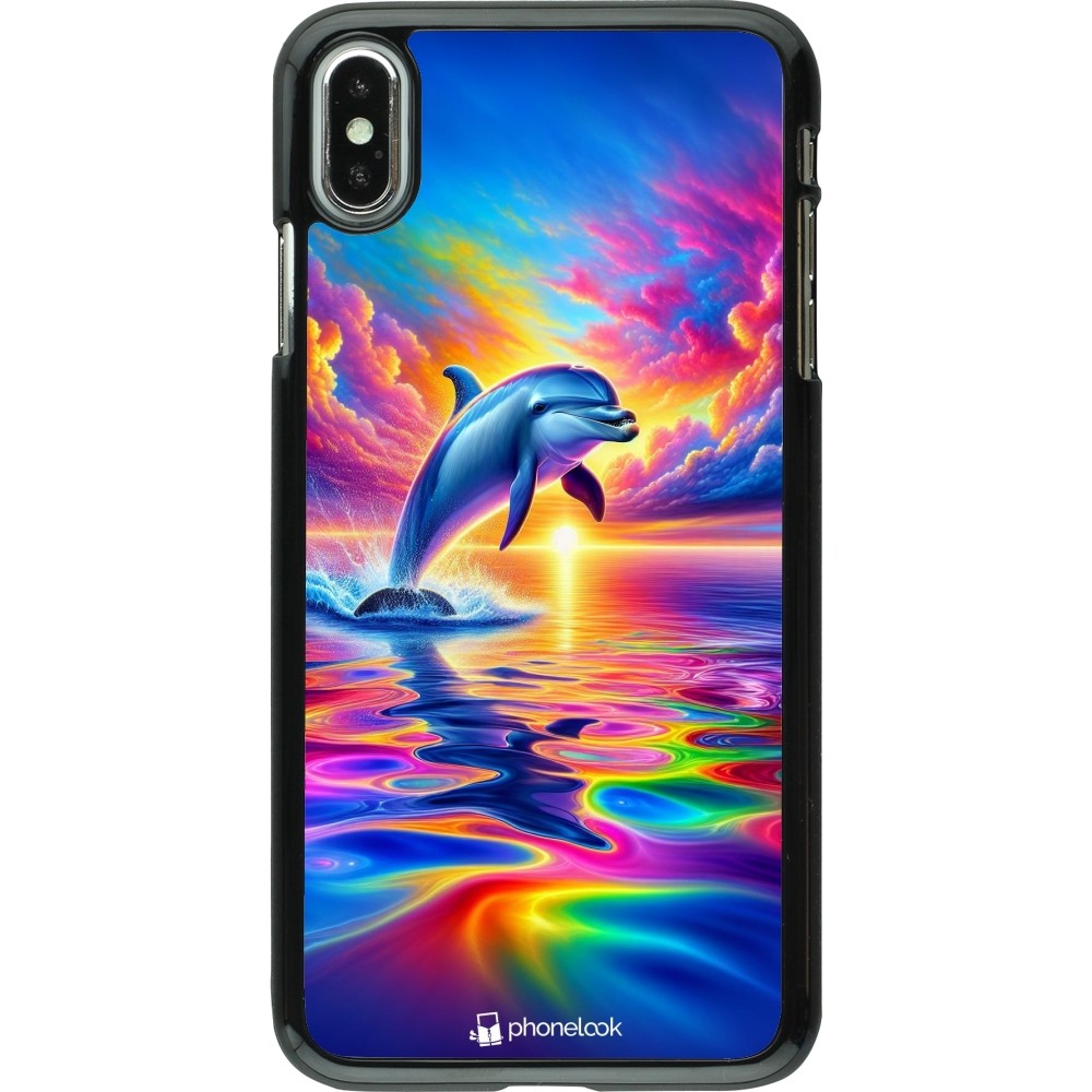 iPhone Xs Max Case Hülle - Glücklicher Regenbogen-Delfin