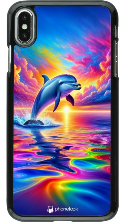 iPhone Xs Max Case Hülle - Glücklicher Regenbogen-Delfin