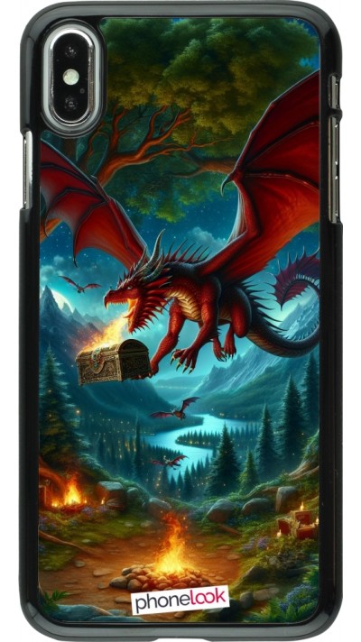 iPhone Xs Max Case Hülle - Drache Fliegend Wald Schatz