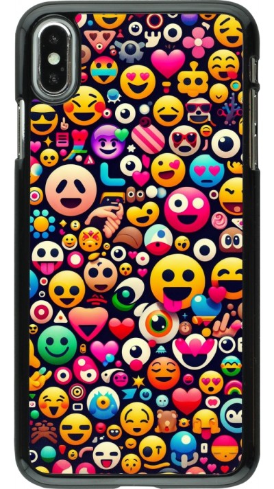 iPhone Xs Max Case Hülle - Emoji Mix Farbe