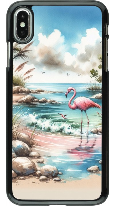 iPhone Xs Max Case Hülle - Flamingo Aquarell