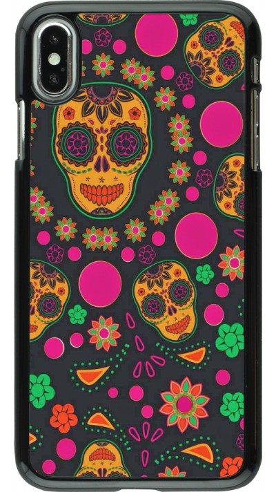 iPhone Xs Max Case Hülle - Halloween 22 colorful mexican skulls