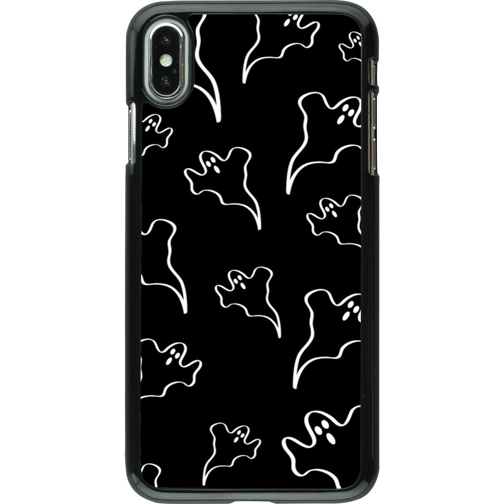 iPhone Xs Max Case Hülle - Halloween 2024 black and white ghosts