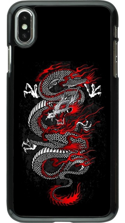 iPhone Xs Max Case Hülle - Japanese style Dragon Tattoo Red Black