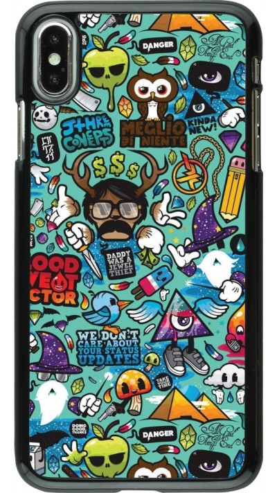 iPhone Xs Max Case Hülle - Mixed Cartoons Turquoise