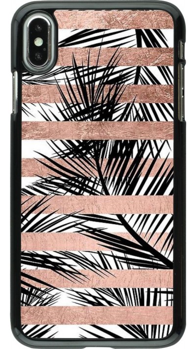 Hülle iPhone Xs Max - Palm trees gold stripes