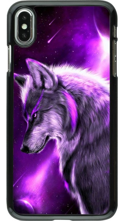 Hülle iPhone Xs Max - Purple Sky Wolf