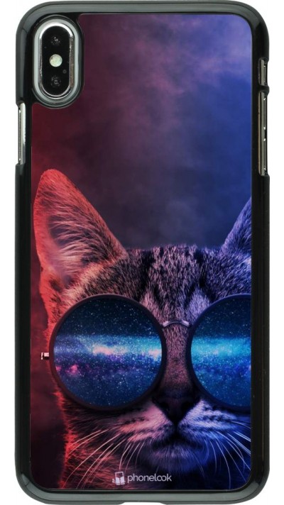 Hülle iPhone Xs Max - Red Blue Cat Glasses