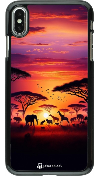 iPhone Xs Max Case Hülle - Safari Sonnenuntergang Wildtiere