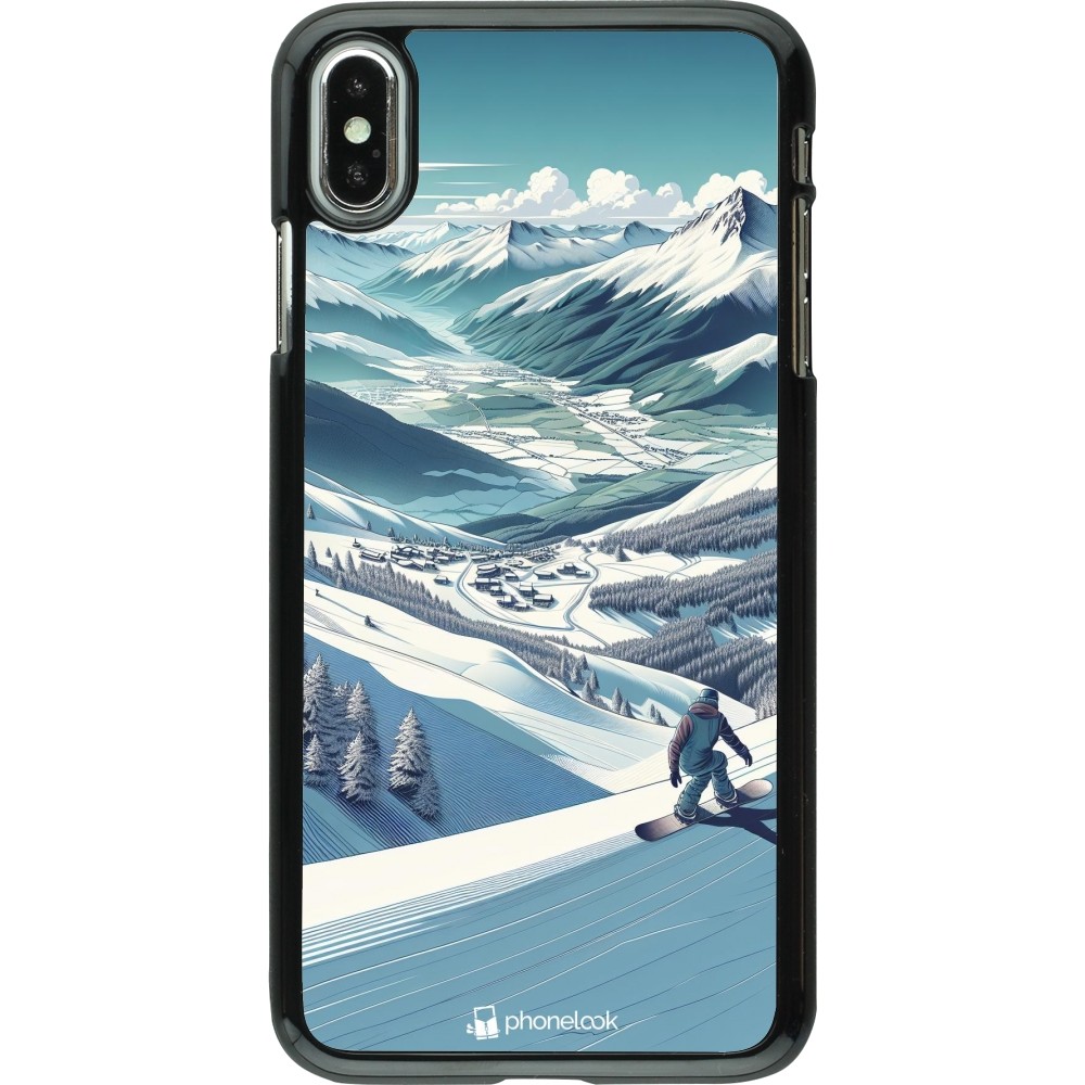 iPhone Xs Max Case Hülle - Snowboarder Berg