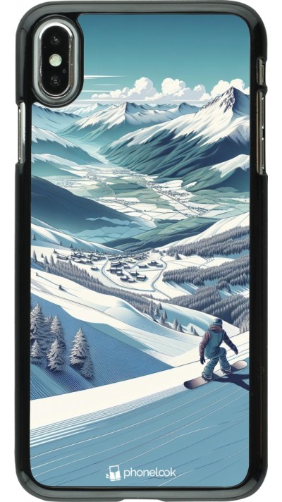 iPhone Xs Max Case Hülle - Snowboarder Berg