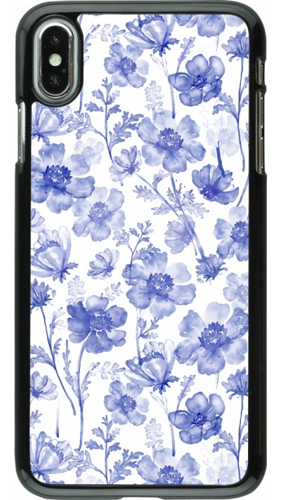 iPhone Xs Max Case Hülle - Spring 23 watercolor blue flowers