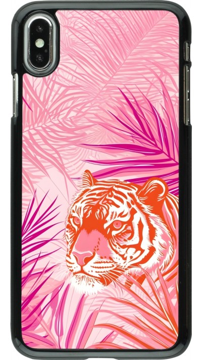 iPhone Xs Max Case Hülle - Tiger Palmen rosa