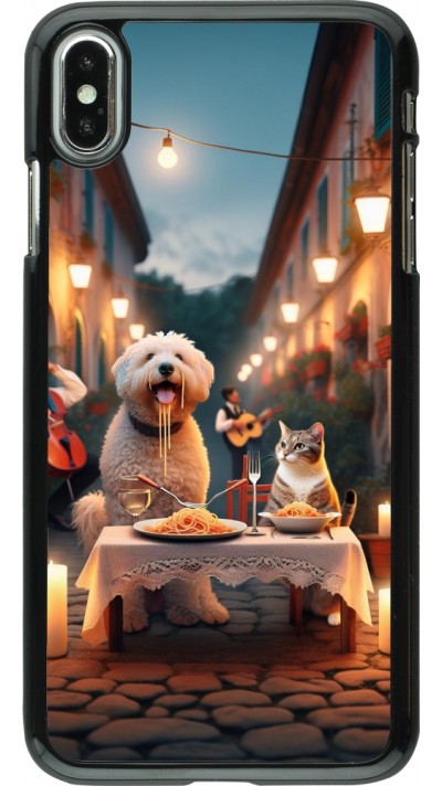 iPhone Xs Max Case Hülle - Valentin 2024 Hund & Katze Kerzenlicht