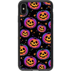 iPhone Xs Max Case Hülle - Silikon schwarz Halloween 2024 rainbow pumpkins