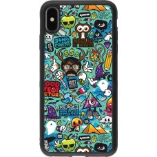 iPhone Xs Max Case Hülle - Silikon schwarz Mixed Cartoons Turquoise