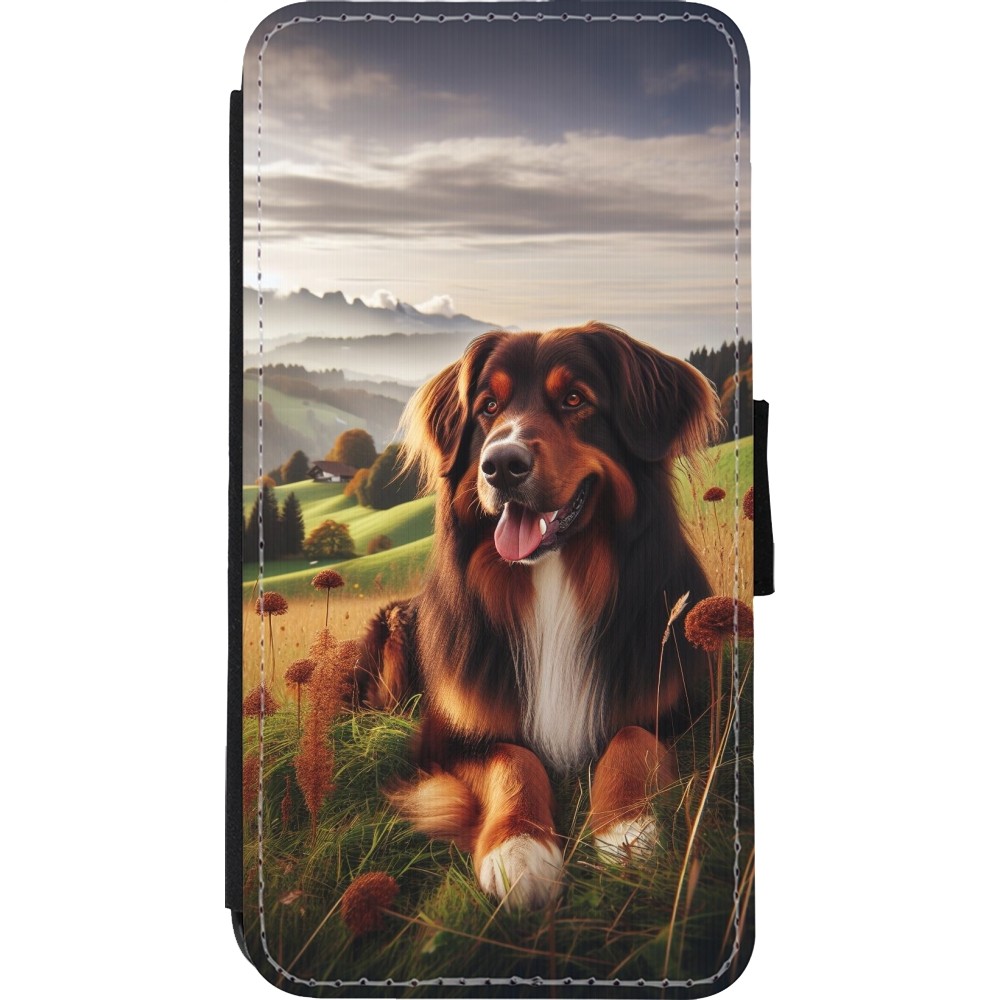 iPhone Xs Max Case Hülle - Wallet schwarz Hund Land Schweiz