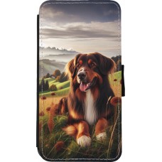 iPhone Xs Max Case Hülle - Wallet schwarz Hund Land Schweiz