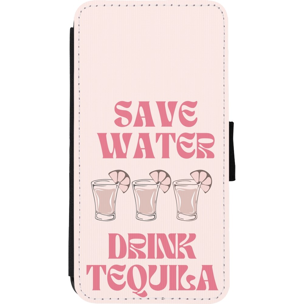 iPhone Xs Max Case Hülle - Wallet schwarz Cocktail Save Water Drink Tequila